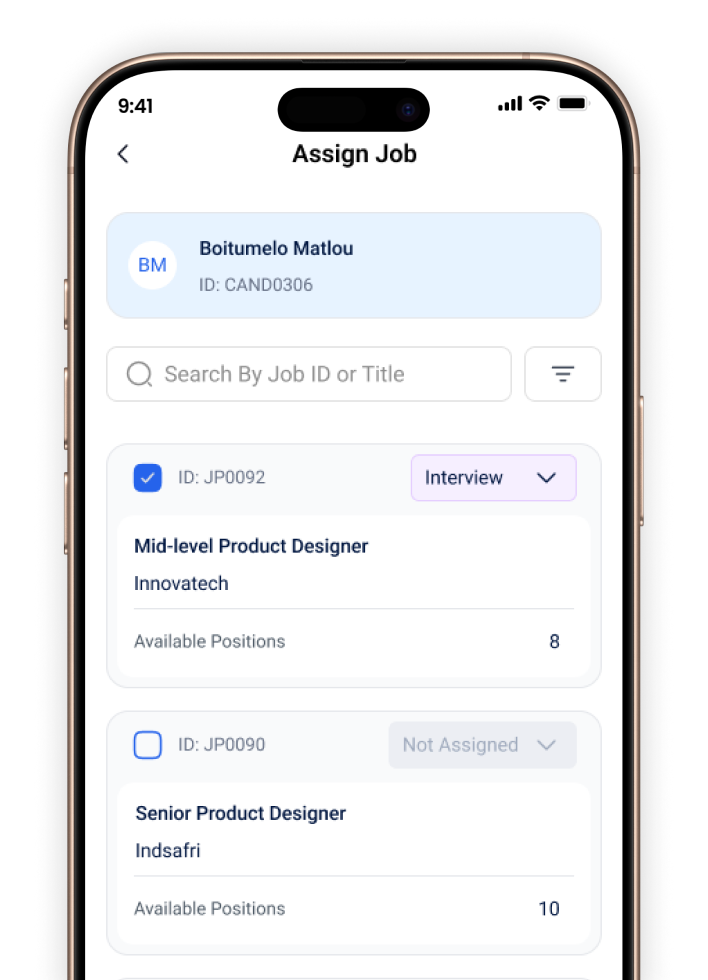 Assign Jobs to Candidate